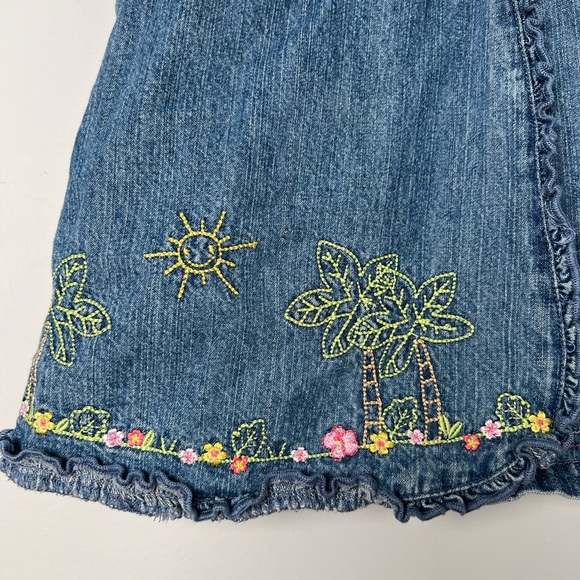 Carter's Vintage Denim Dress Overalls with Tropical Embroidery & Accents 12M - Picture 4 of 6